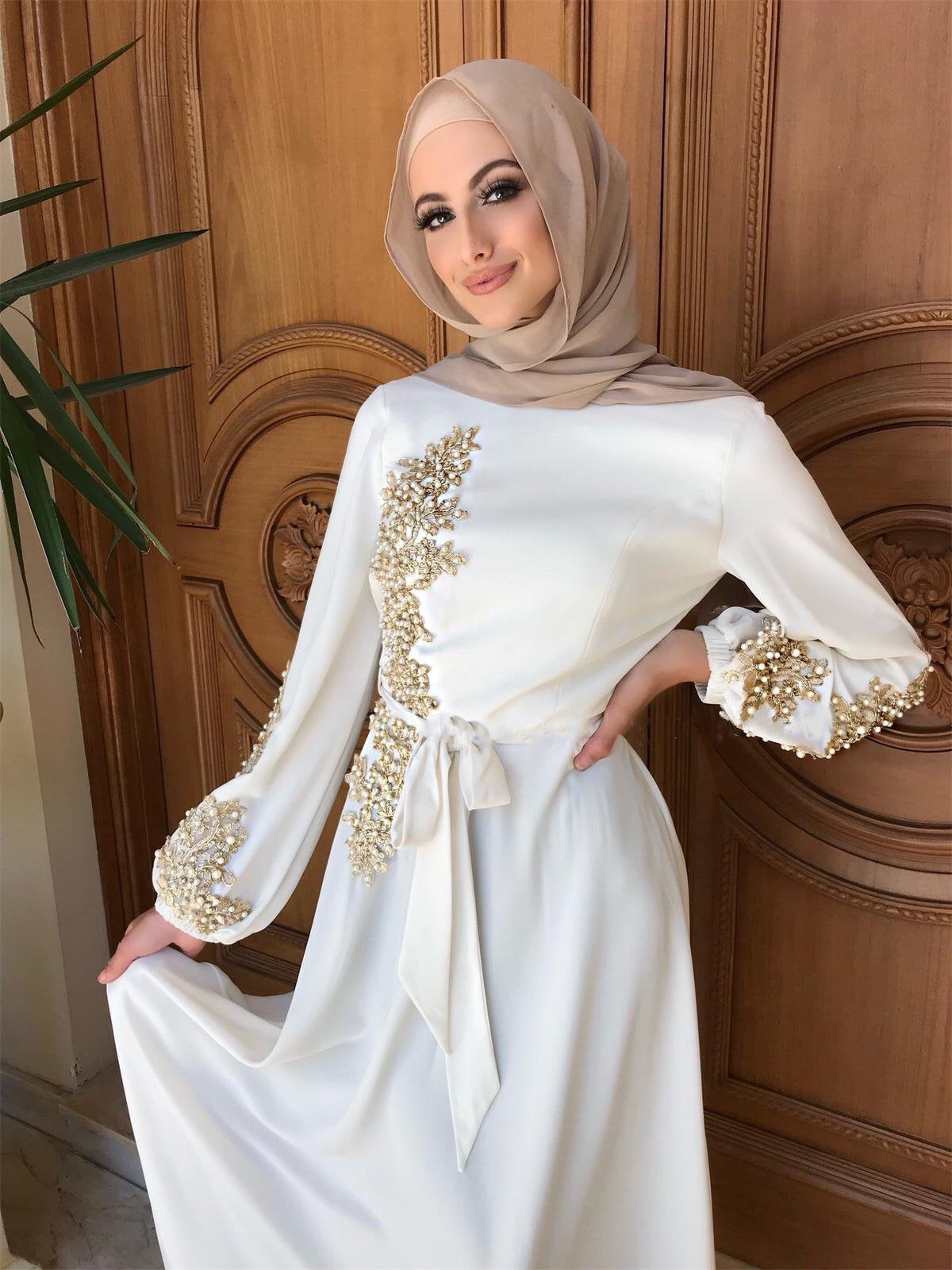Long Dress Islamic Clothing Casual Puff Sleeves Abaya Dubai Inspired Muslim