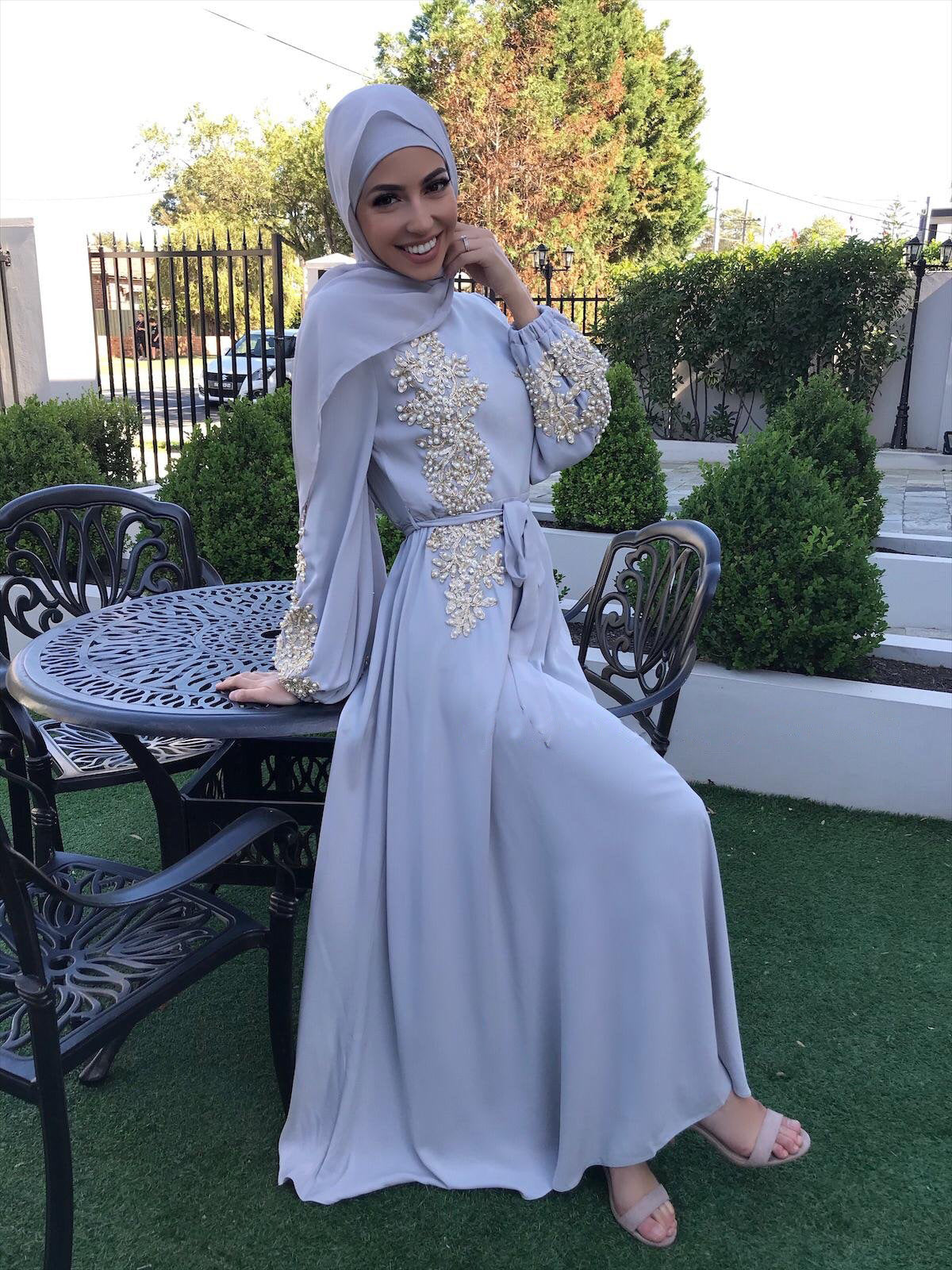 Long Dress Islamic Clothing Casual Puff Sleeves Abaya Dubai Inspired Muslim