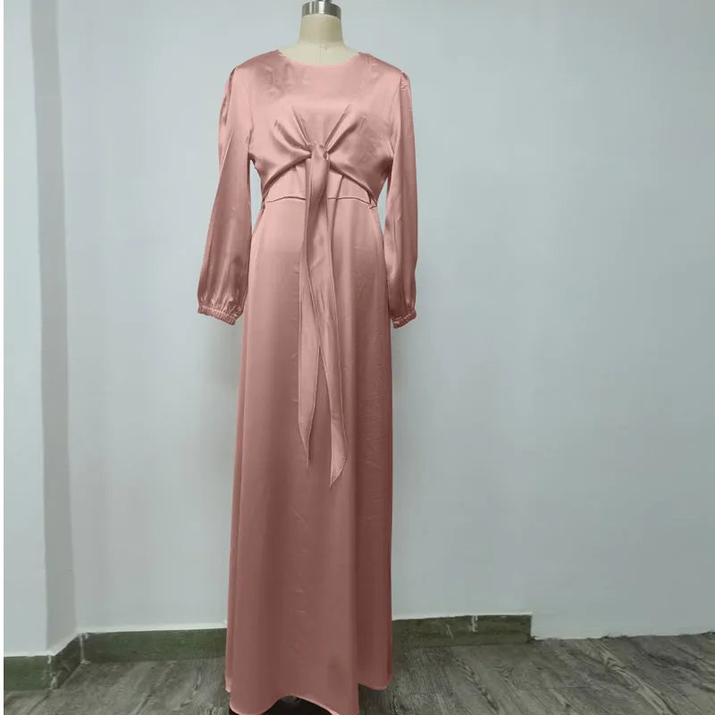 Satin Elegance Bow-Tie Abaya