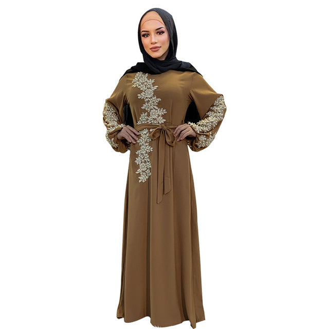 Long Dress Islamic Clothing Casual Puff Sleeves Abaya Dubai Inspired Muslim