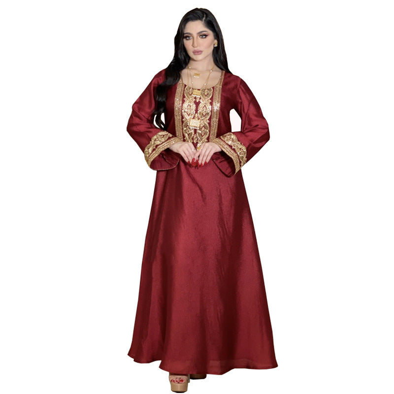 Golden Embroidery Beads Luxury Long Dress Islamic