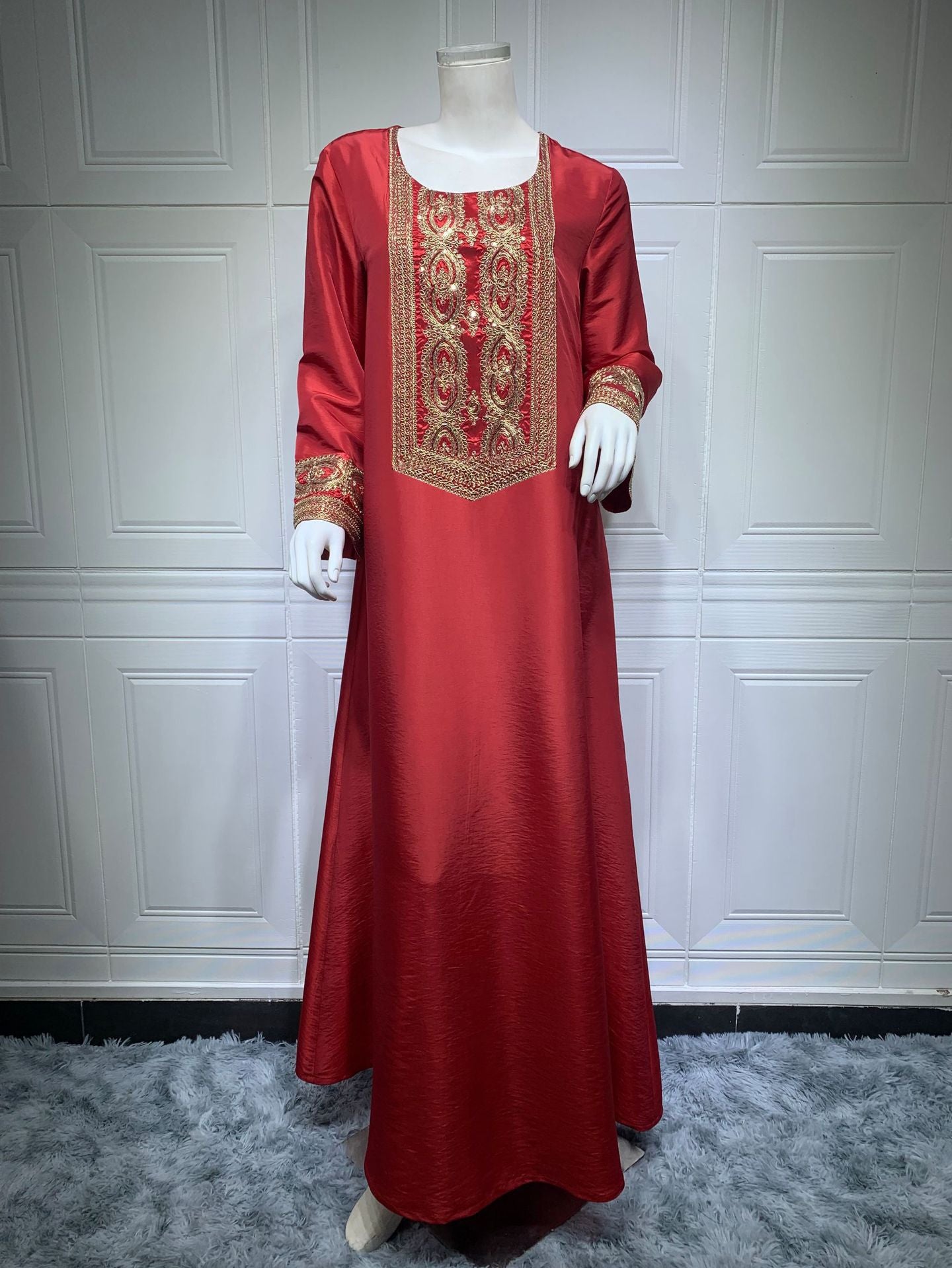 Golden Embroidery Beads Luxury Long Dress Islamic