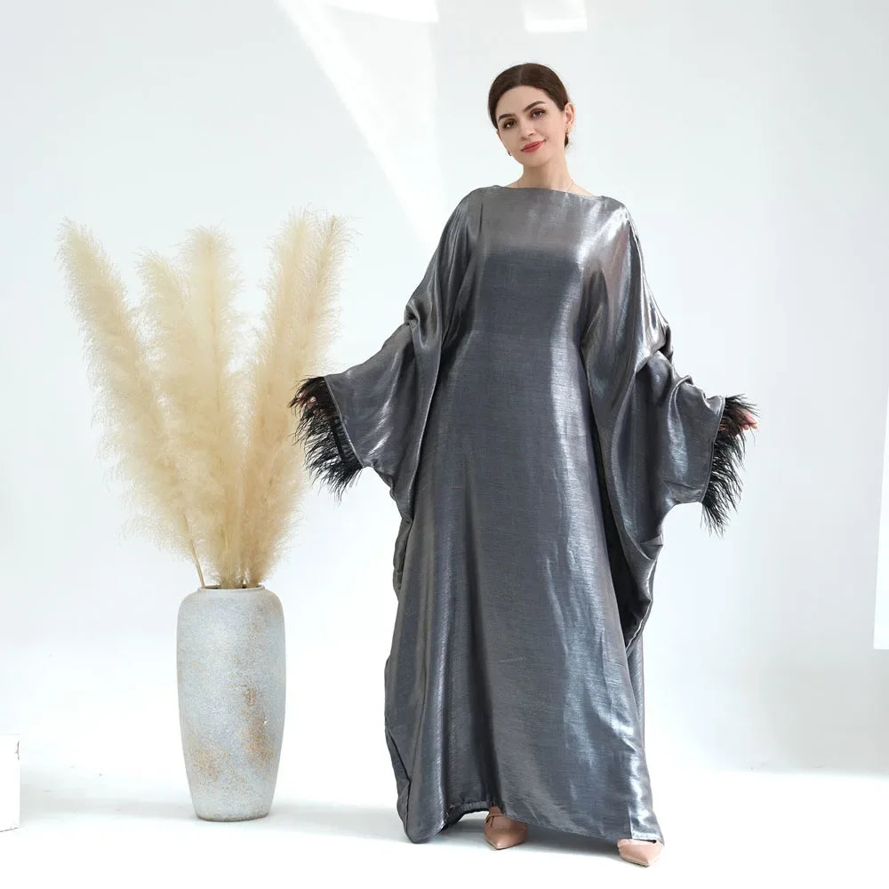 Luxury Abaya Sleeves With Feather for Muslim Women