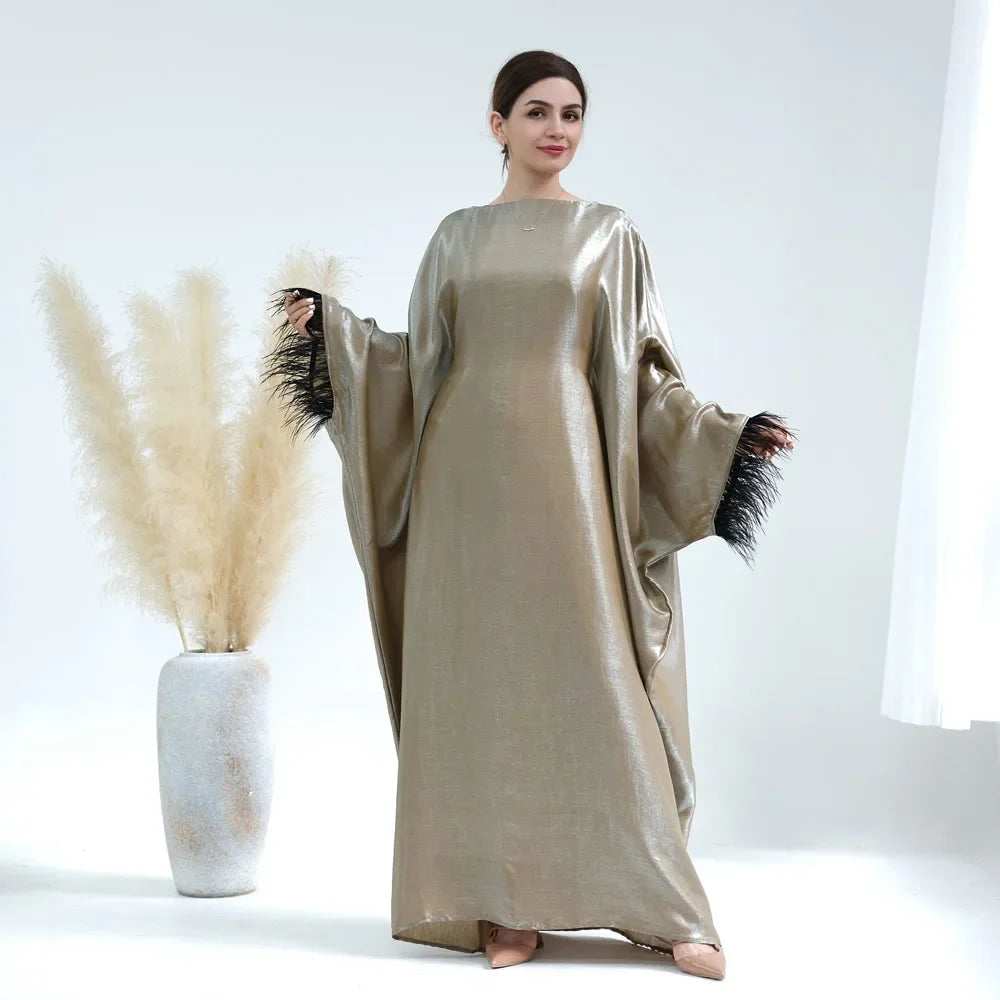 Luxury Abaya Sleeves With Feather for Muslim Women