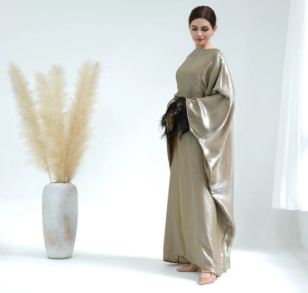 Luxury Abaya Sleeves With Feather for Muslim Women
