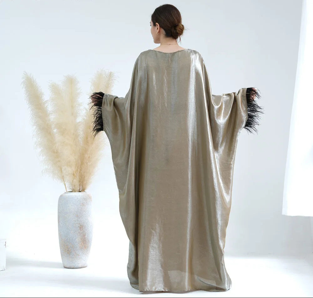 Luxury Abaya Sleeves With Feather for Muslim Women