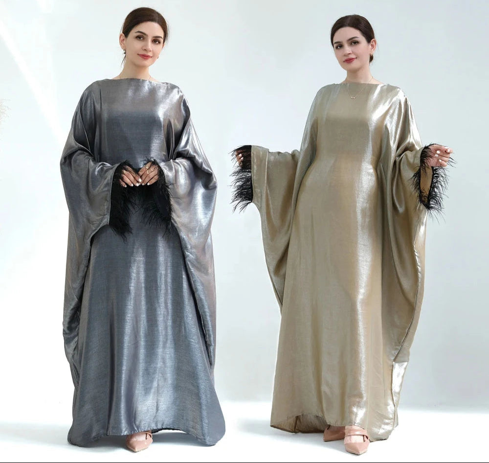 Luxury Abaya Sleeves With Feather for Muslim Women