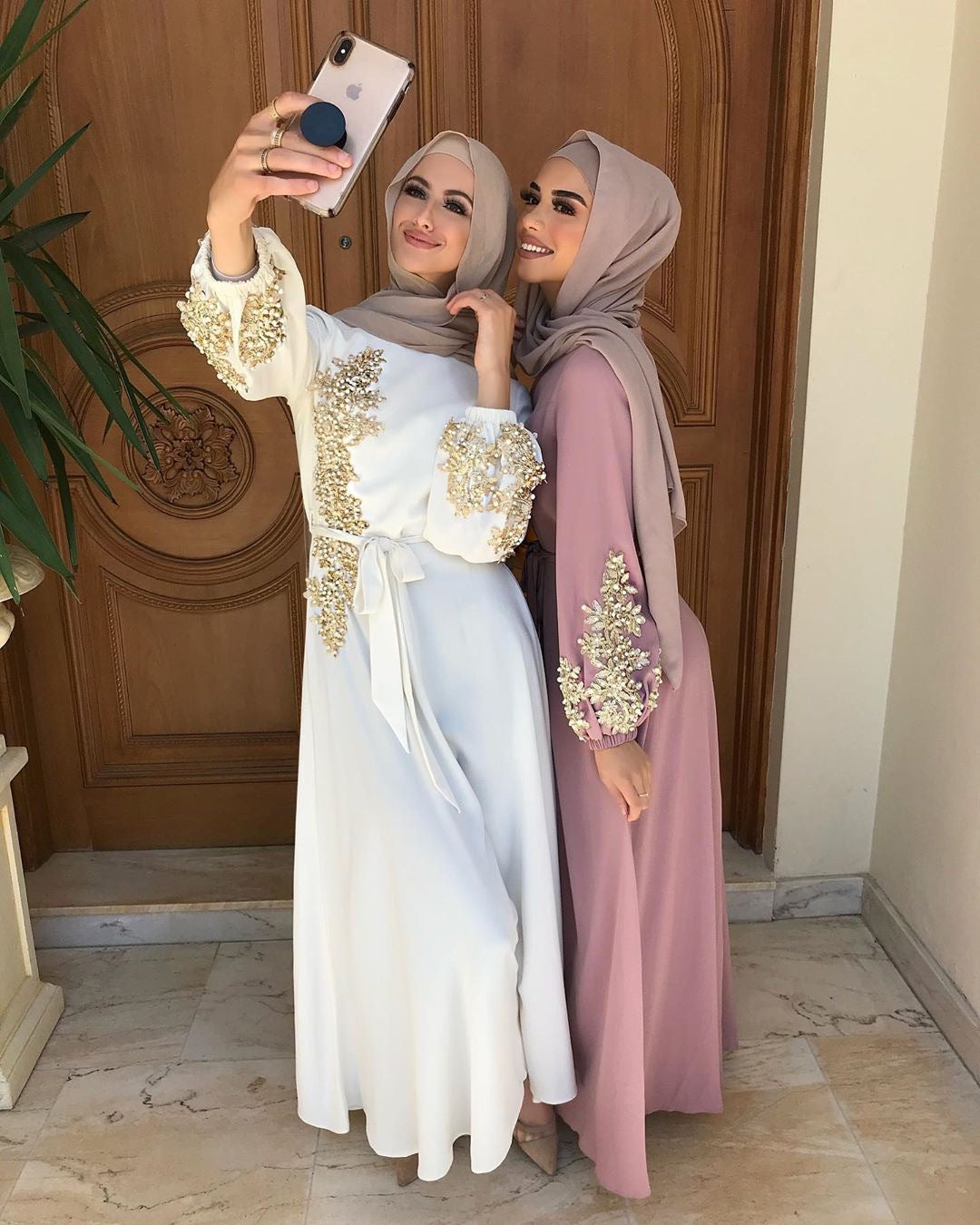 Long Dress Islamic Clothing Casual Puff Sleeves Abaya Dubai Inspired Muslim