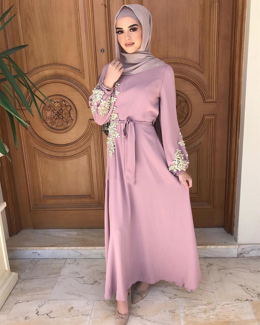 Long Dress Islamic Clothing Casual Puff Sleeves Abaya Dubai Inspired Muslim
