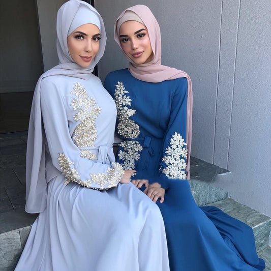 Long Dress Islamic Clothing Casual Puff Sleeves Abaya Dubai Inspired Muslim