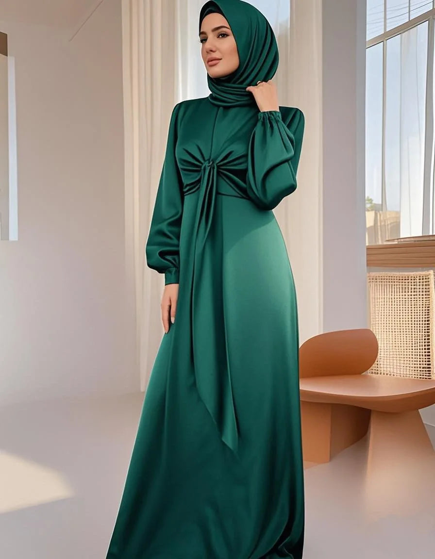 Satin Elegance Bow-Tie Abaya